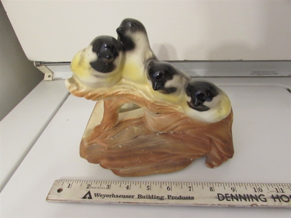 VINTAGE SHAWNEE BIRD PLANTER & LION STATUE