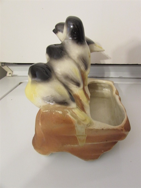 VINTAGE SHAWNEE BIRD PLANTER & LION STATUE