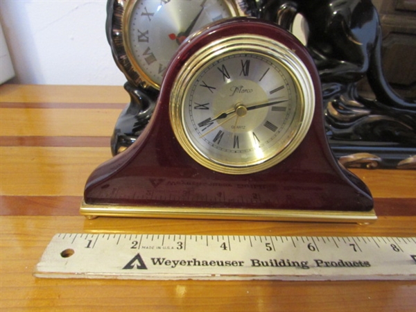 2 VINTAGE ELECTRIC CLOCKS, BATTERY OPERATED CLOCK & THERMOMETER
