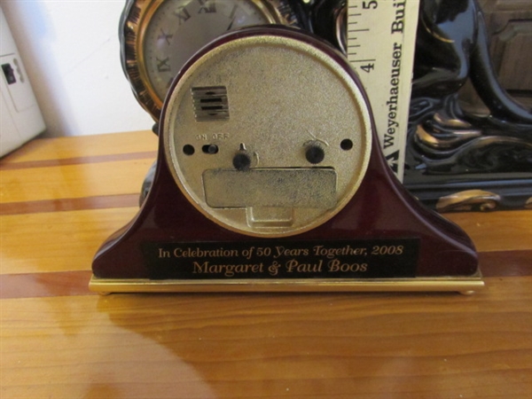 2 VINTAGE ELECTRIC CLOCKS, BATTERY OPERATED CLOCK & THERMOMETER