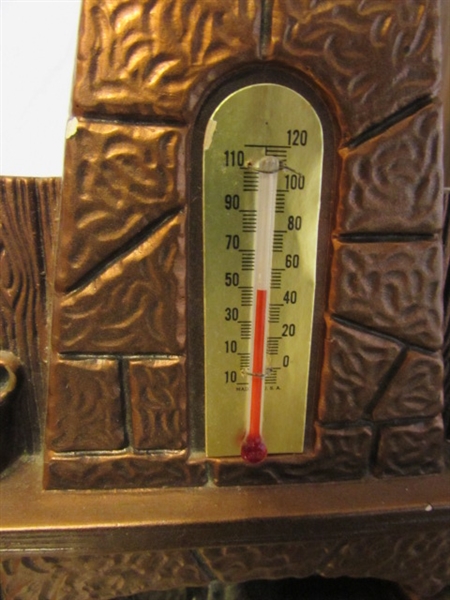2 VINTAGE ELECTRIC CLOCKS, BATTERY OPERATED CLOCK & THERMOMETER