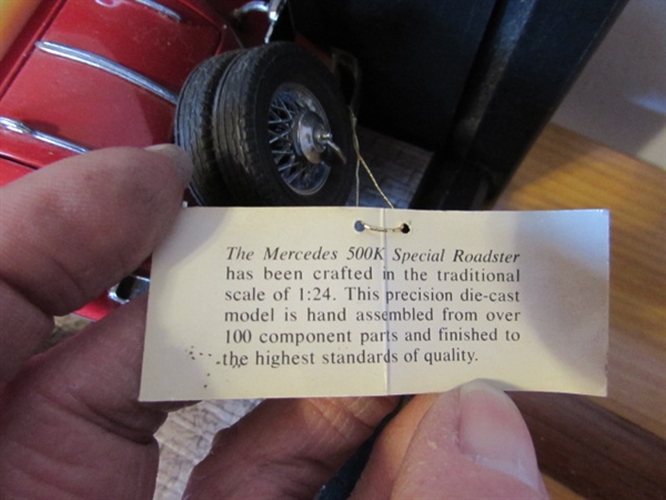 FRANKLIN MINT 1/24 SCALE 1935 MERCEDES BENZ 500K SPECIAL ROADSTER DIECAST CAR IN CASE