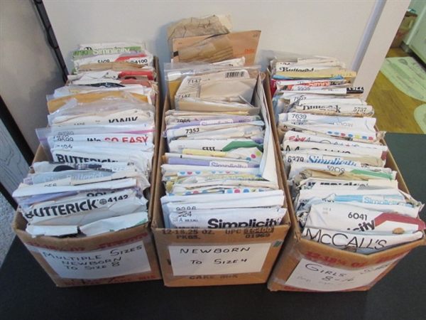 3 BOXES OF VINTAGE SEWING PATTERNS