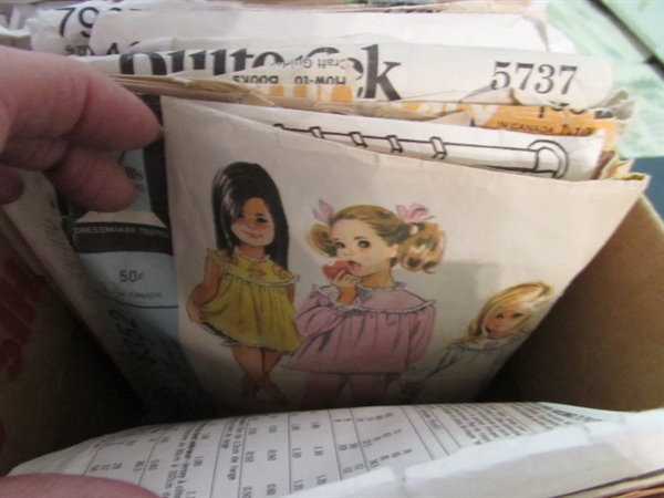 3 BOXES OF VINTAGE SEWING PATTERNS