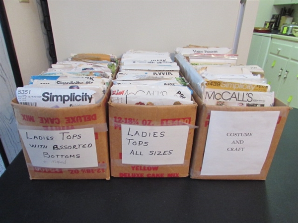 3 BOXES OF VINTAGE SEWING PATTERNS