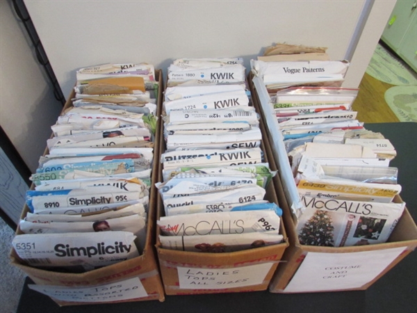 3 BOXES OF VINTAGE SEWING PATTERNS