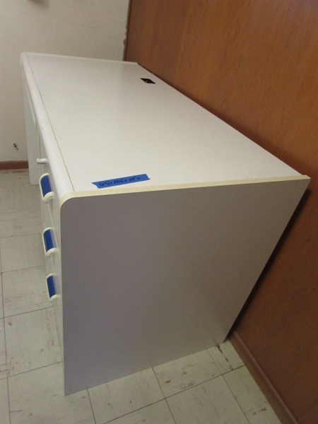 COMPUTER DESK WITH OFFICE SUPPLIES & ROLLING CHAIR