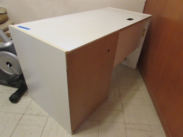 COMPUTER DESK WITH OFFICE SUPPLIES & ROLLING CHAIR