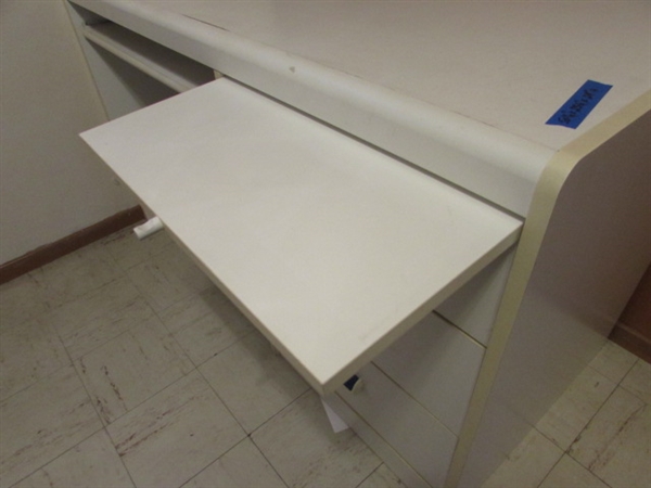 COMPUTER DESK WITH OFFICE SUPPLIES & ROLLING CHAIR