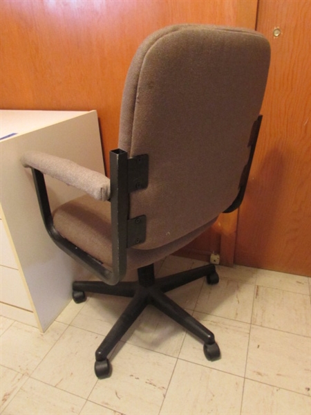 COMPUTER DESK WITH OFFICE SUPPLIES & ROLLING CHAIR