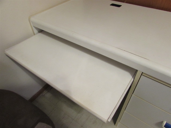 COMPUTER DESK WITH OFFICE SUPPLIES & ROLLING CHAIR