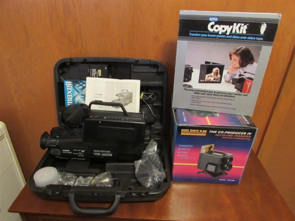 VINTAGE VHS MOVIE CAMERA, & TRANSFER EQUIPMENT
