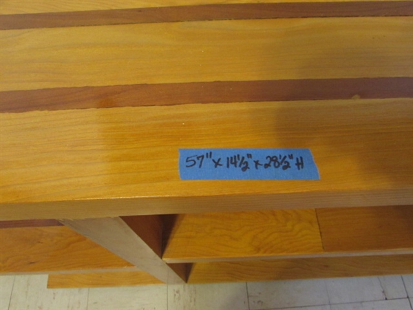 PINE SHELVING UNIT WITH WHEELS