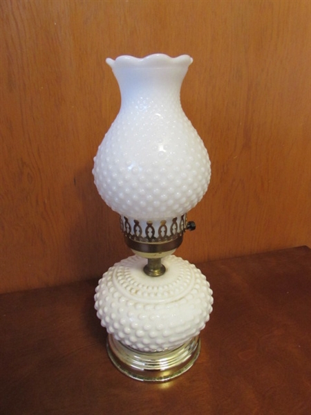 SMALL MILK GLASS LAMPS & EXTRA SHADE