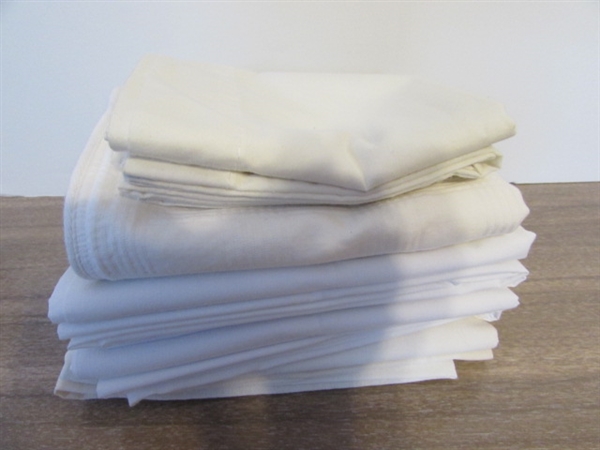 QUEEN SHEETS & VARIOUS PILLOWCASES