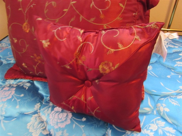 QUEEN COMFORTER SET W/ACCENT PILLOWS & SHEETS