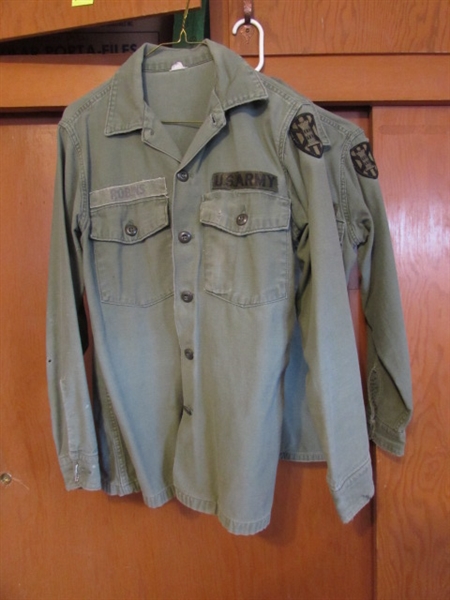 2 VIETNAM US ARMY LONG SLEEVE SHIRTS (SMALL) W/7TH ENGINEER PATCH