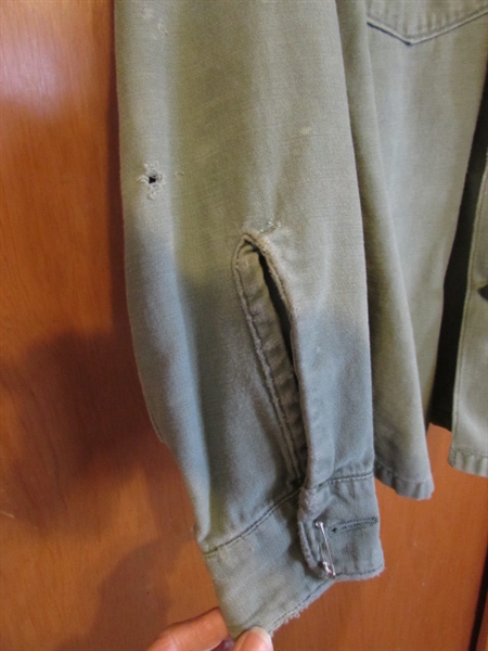 2 VIETNAM US ARMY LONG SLEEVE SHIRTS (SMALL) W/7TH ENGINEER PATCH