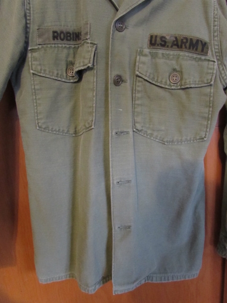 2 VIETNAM US ARMY LONG SLEEVE SHIRTS (SMALL) W/7TH ENGINEER PATCH