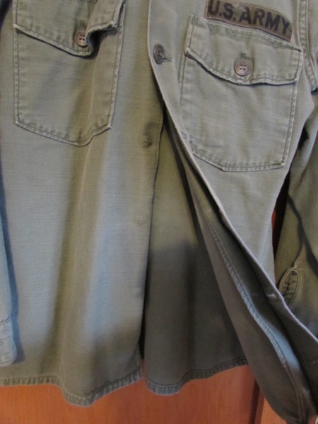 2 VIETNAM US ARMY LONG SLEEVE SHIRTS (SMALL) W/7TH ENGINEER PATCH