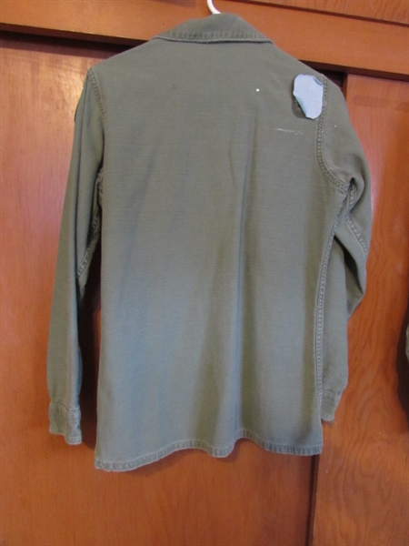 2 VIETNAM US ARMY LONG SLEEVE SHIRTS (SMALL) W/7TH ENGINEER PATCH