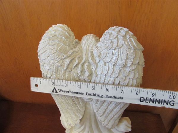 VINTAGE/ANTIQUE WASH BASIN & PITCHER & RESIN ANGEL STATUE