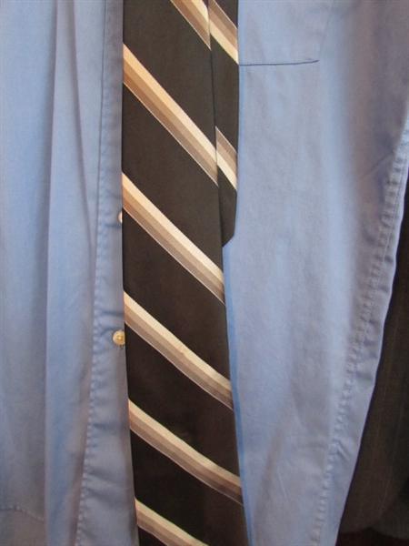 MEN'S SMALL SIZE TOWNCRAFT SUIT, SHIRT, TIE & BELT