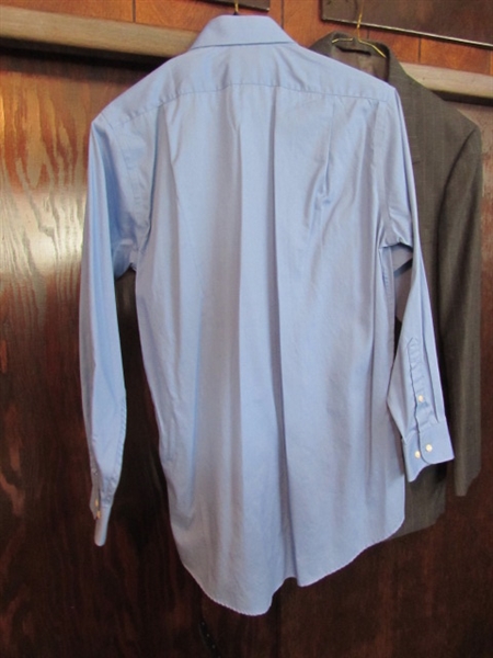 MEN'S SMALL SIZE TOWNCRAFT SUIT, SHIRT, TIE & BELT