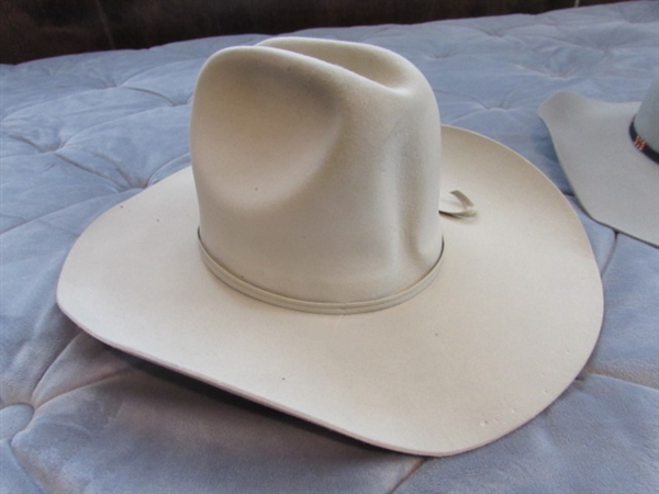 2 WOOL COWBOY HATS - STETSON HAS MOTH DAMAGE