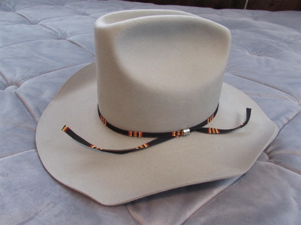 2 WOOL COWBOY HATS - STETSON HAS MOTH DAMAGE