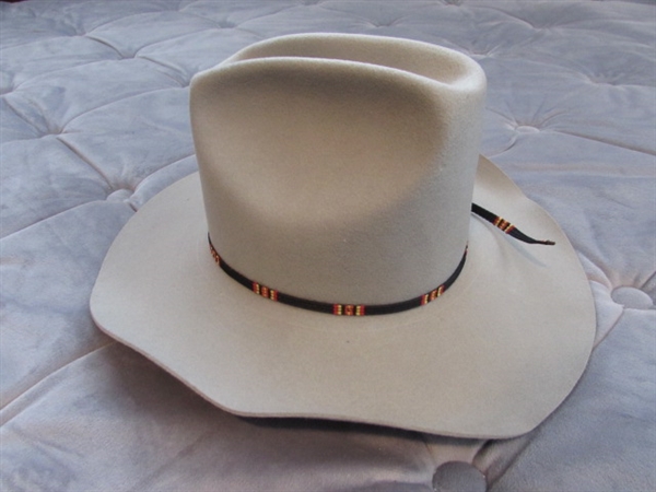 2 WOOL COWBOY HATS - STETSON HAS MOTH DAMAGE