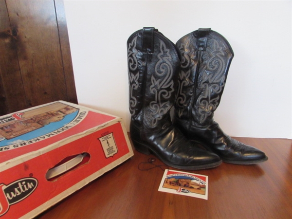 BLACK LADIES SIZE 7 D JUSTIN COWBOY BOOTS
