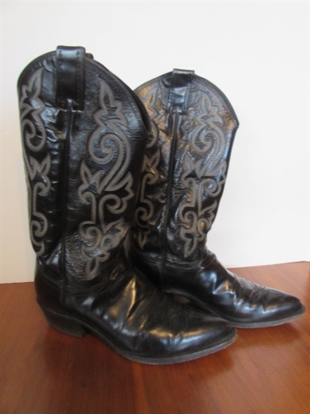 BLACK LADIES SIZE 7 D JUSTIN COWBOY BOOTS