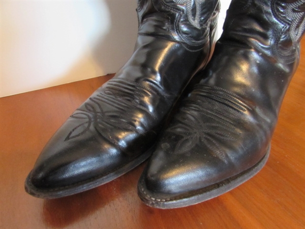 BLACK LADIES SIZE 7 D JUSTIN COWBOY BOOTS