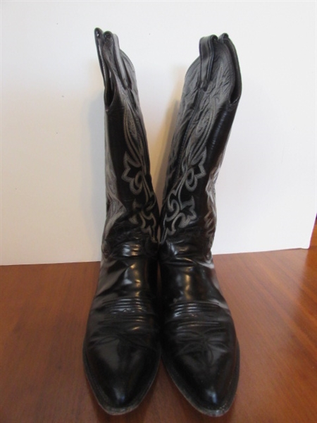 BLACK LADIES SIZE 7 D JUSTIN COWBOY BOOTS