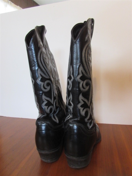 BLACK LADIES SIZE 7 D JUSTIN COWBOY BOOTS
