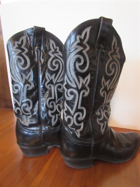 BLACK LADIES SIZE 7 D JUSTIN COWBOY BOOTS