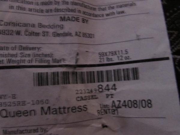 QUEEN MATTRESS/BOX SPRINGS W/WOOD HEADBOARD FRAME