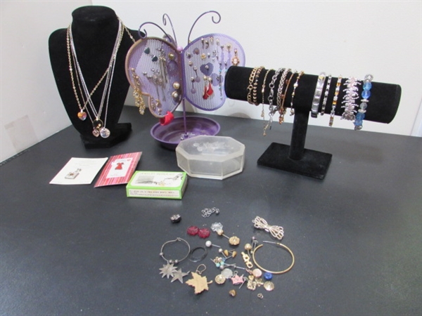 FASHION JEWELRY, ACRYLIC TRINKET BOX & CUTE BUTTERFLY EARRING HOLDER