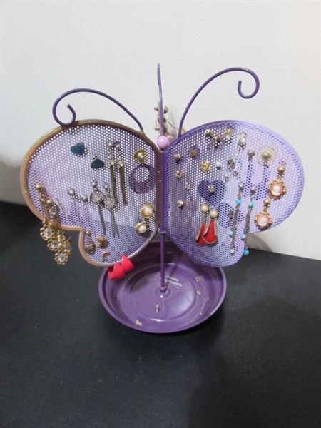 FASHION JEWELRY, ACRYLIC TRINKET BOX & CUTE BUTTERFLY EARRING HOLDER