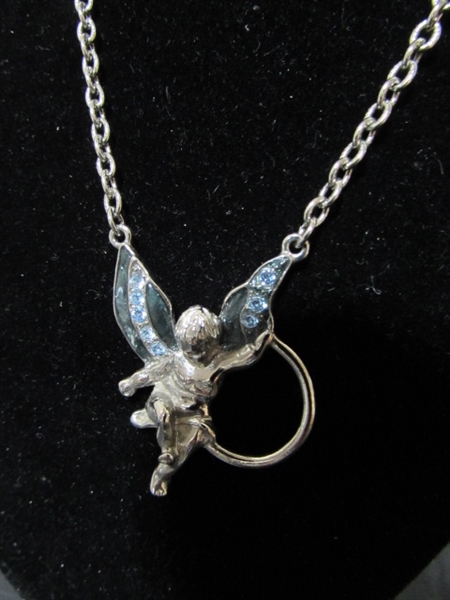 ANGEL JEWELRY & HEART SHAPED GLASS TRINKET DISHES