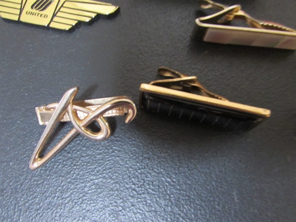 REDWOOD BOX WITH MEN'S ACCESSORIES - CUFFLINKS, TIE CLIPS & MORE