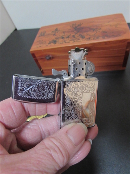 REDWOOD BOX WITH MEN'S ACCESSORIES - CUFFLINKS, TIE CLIPS & MORE