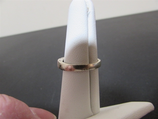 BRONCO & TURQUOISE CHIP INLAY STERLING SILVER RINGS