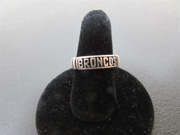 BRONCO & TURQUOISE CHIP INLAY STERLING SILVER RINGS