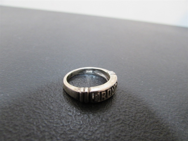 BRONCO & TURQUOISE CHIP INLAY STERLING SILVER RINGS