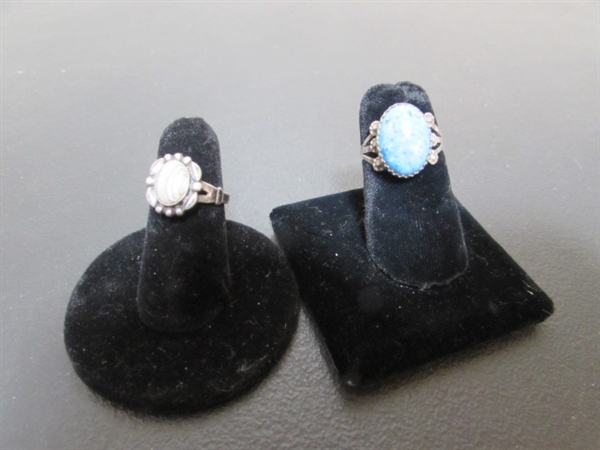 2 STERLING SILVER RINGS W/GEMSTONES