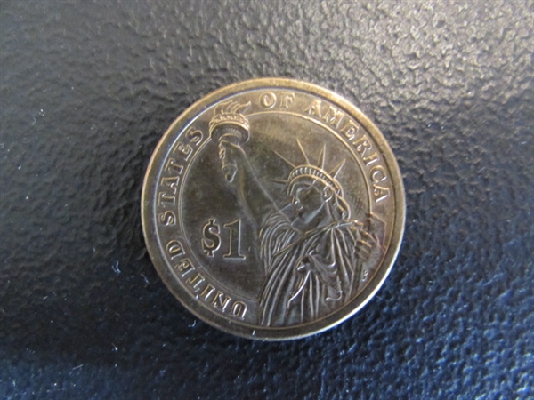 3 GOLD $1 US COINS & GOLD POSTAGE STAMP