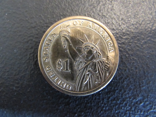 3 GOLD $1 US COINS & GOLD POSTAGE STAMP