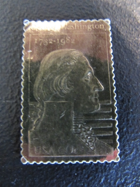 3 GOLD $1 US COINS & GOLD POSTAGE STAMP